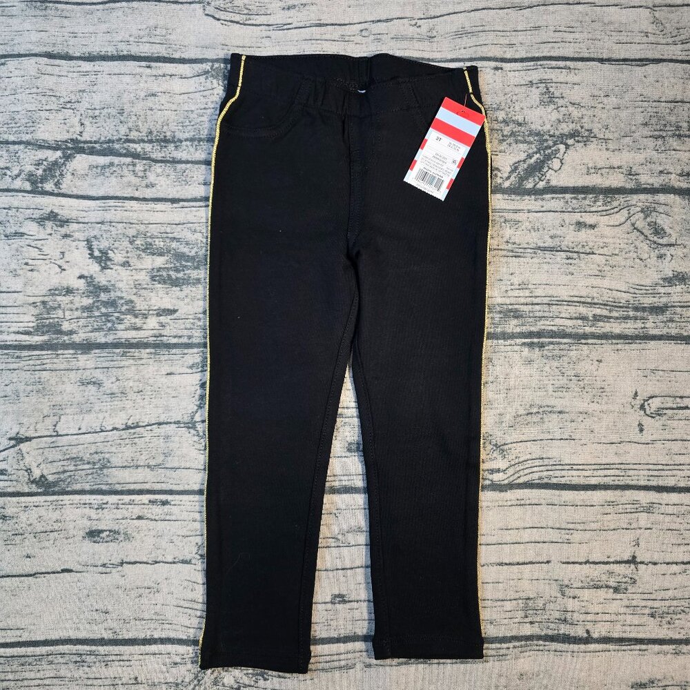 NWT Cat & Jack Girls Black Jeggings Size 3T**Gold Strip on Seems**Back Pockets